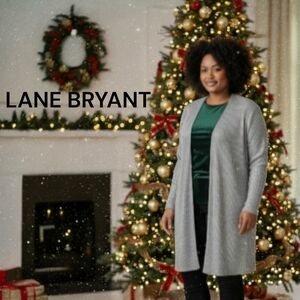 Lane Bryant | Open Duster Cardigan Christmas | Silver Sparkle | 1X, 2X, 3X, 4X